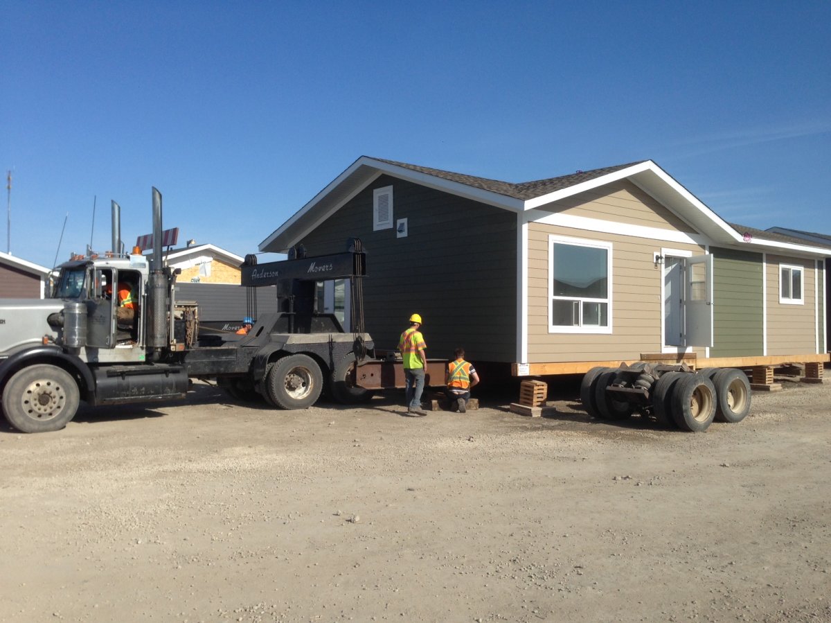 The first round of homes are en route to Lake St. Martin First Nation, after the community was torn apart by a flood six years ago.