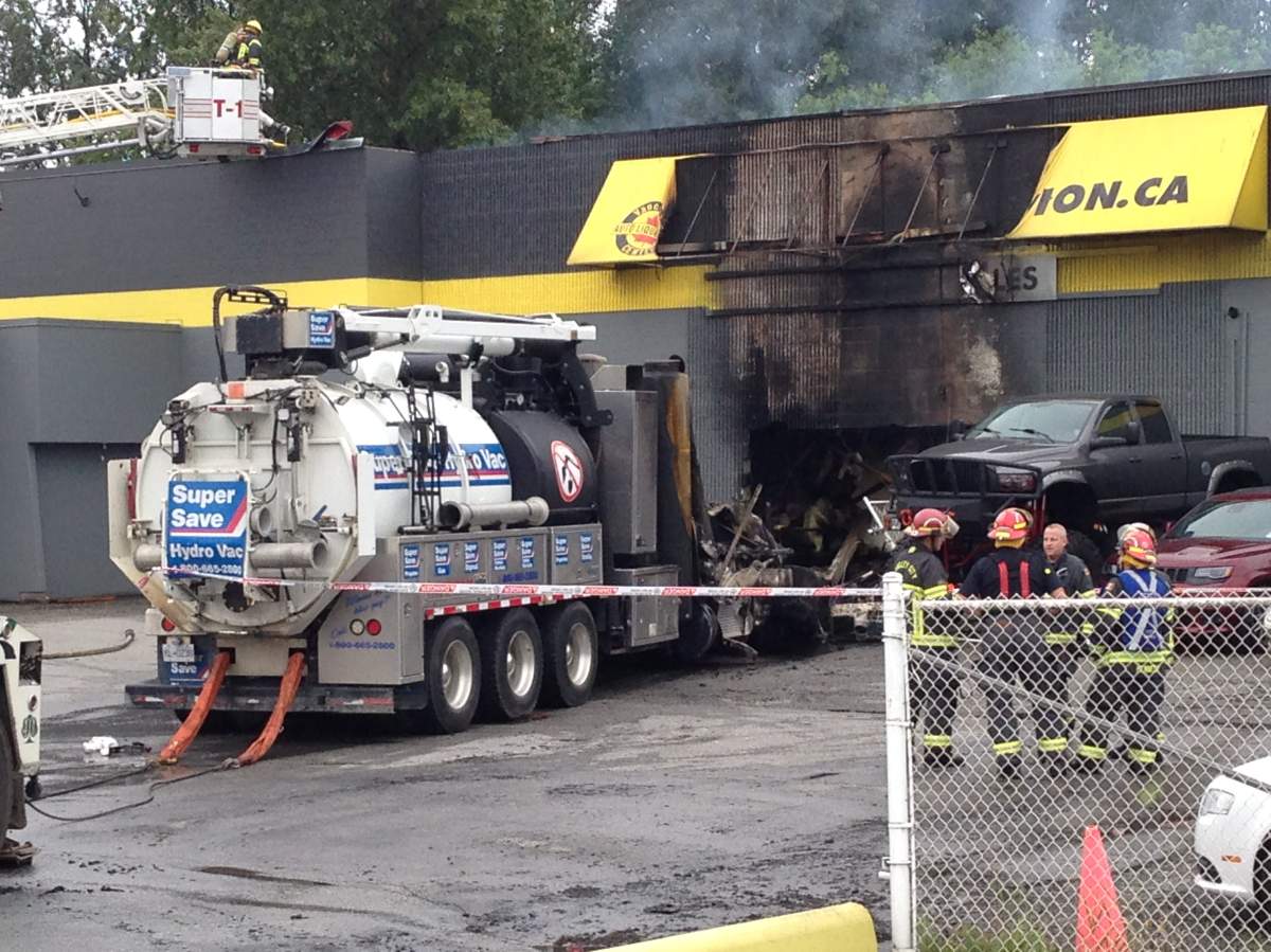 A fire broke out at a Langley dealership early Wednesday morning.