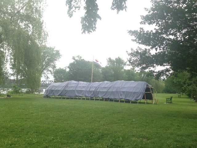 A traditional longhouse has been erected near the
New Brunswick legislature.
