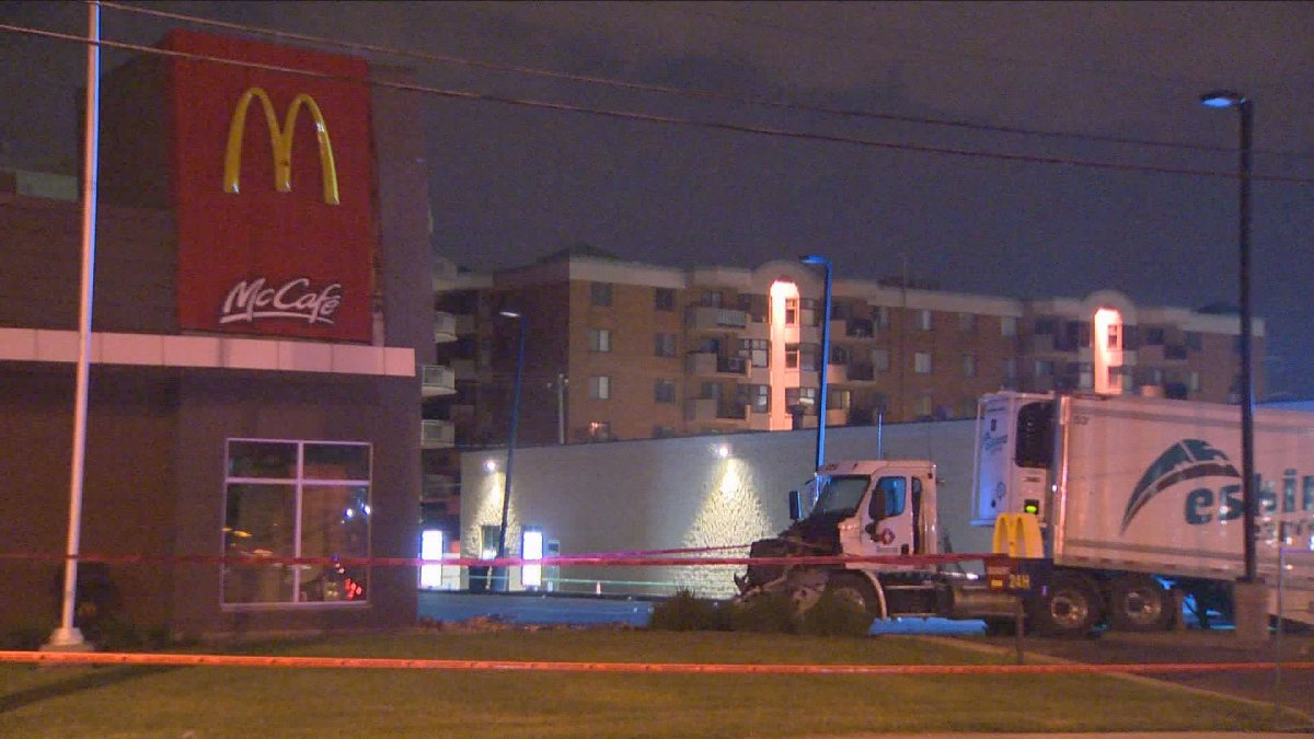 A 69-year-old truck driver crashed his 18-wheeler into a McDonalds in Saint-Leonard, Friday, June 9, 2017.