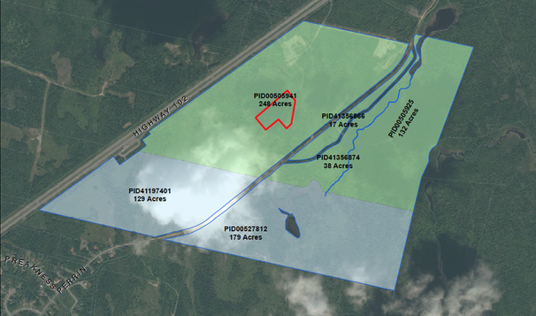 An updated map of the proposed site for the Fall River Quarry. The proposed site is indicated in red. 