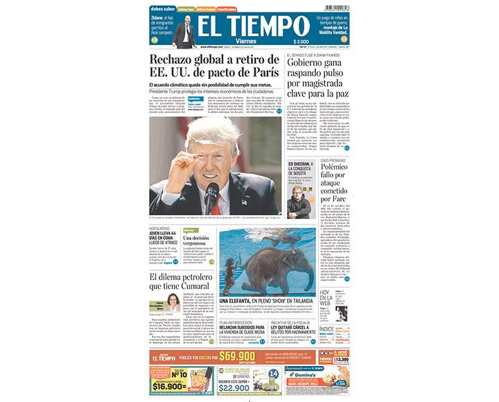 Newspaper front pages day after Donald Trump pulls U.S. out of Paris climate agreement - image