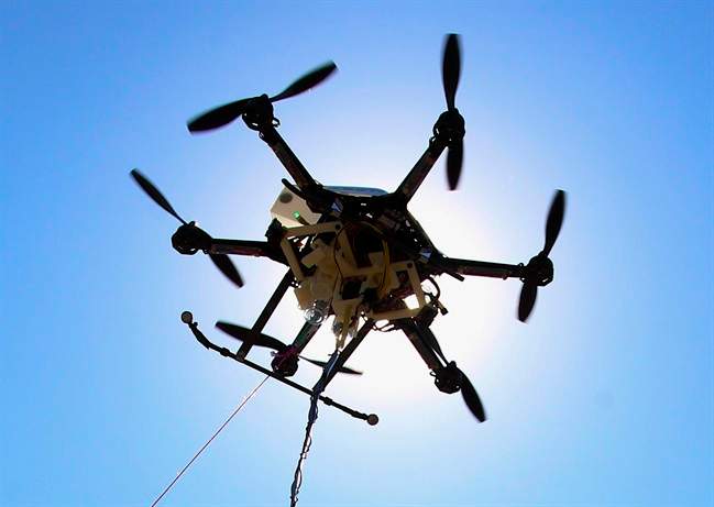 FILE - This Friday, Sept. 6, 2013, file photo shows a drone at a testing site in Lincoln, Neb.
