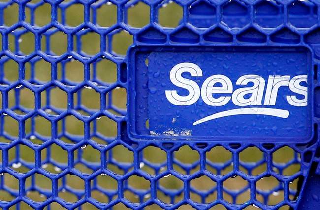 This Saturday, March 25, 2017, file photo, shows a Sears cart in a parking lot in Schaumburg, Illinois.