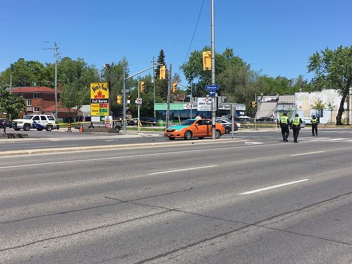 Police investigating after an elderly woman was struck by a vehicle in Scarborough. Adam Dabrowski/Global News.