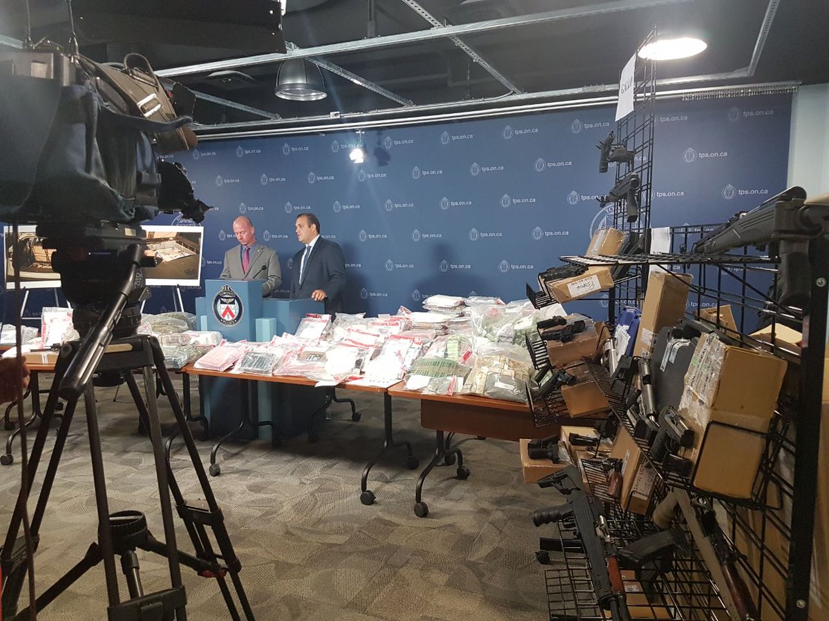 Toronto police reveal multiple charges and seizures of firearms, drugs and cash from four GTA operations.