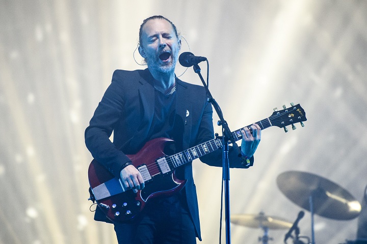 Thom Yorke of Radiohead performs during the Glastonbury Festival on Friday, June 23, 2017.