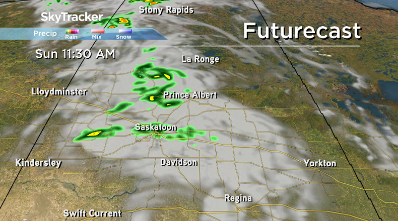There's a risk of rain in the forecast early in the day on Sunday for central Saskatchewan.