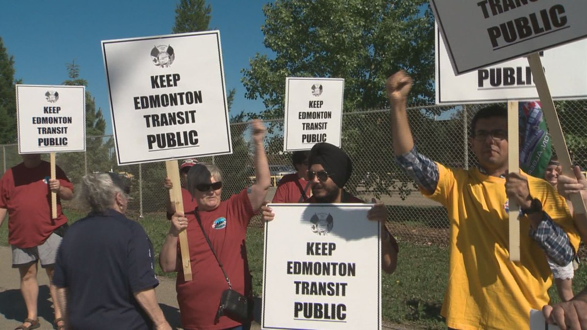 Local bus drivers held a rally at a south Edmonton transit garage to protest proposed changes to Edmonton Transit.