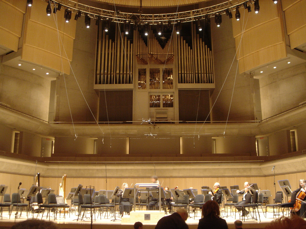 The stage at Roy Thomson Hall in Toronto.