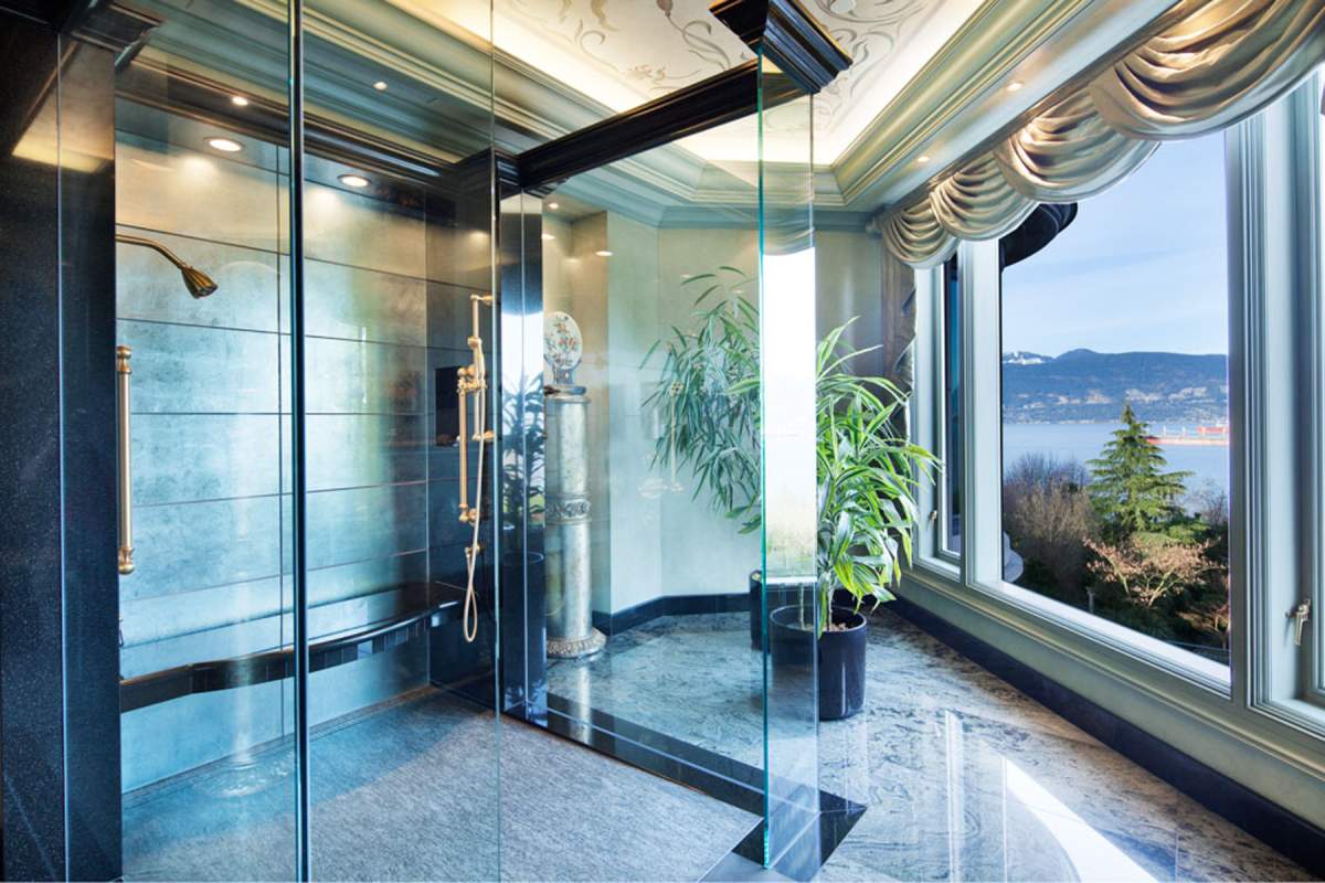 A shower stall at Belmont Estate, Greater Vancouver’s most expensive listing of all time.