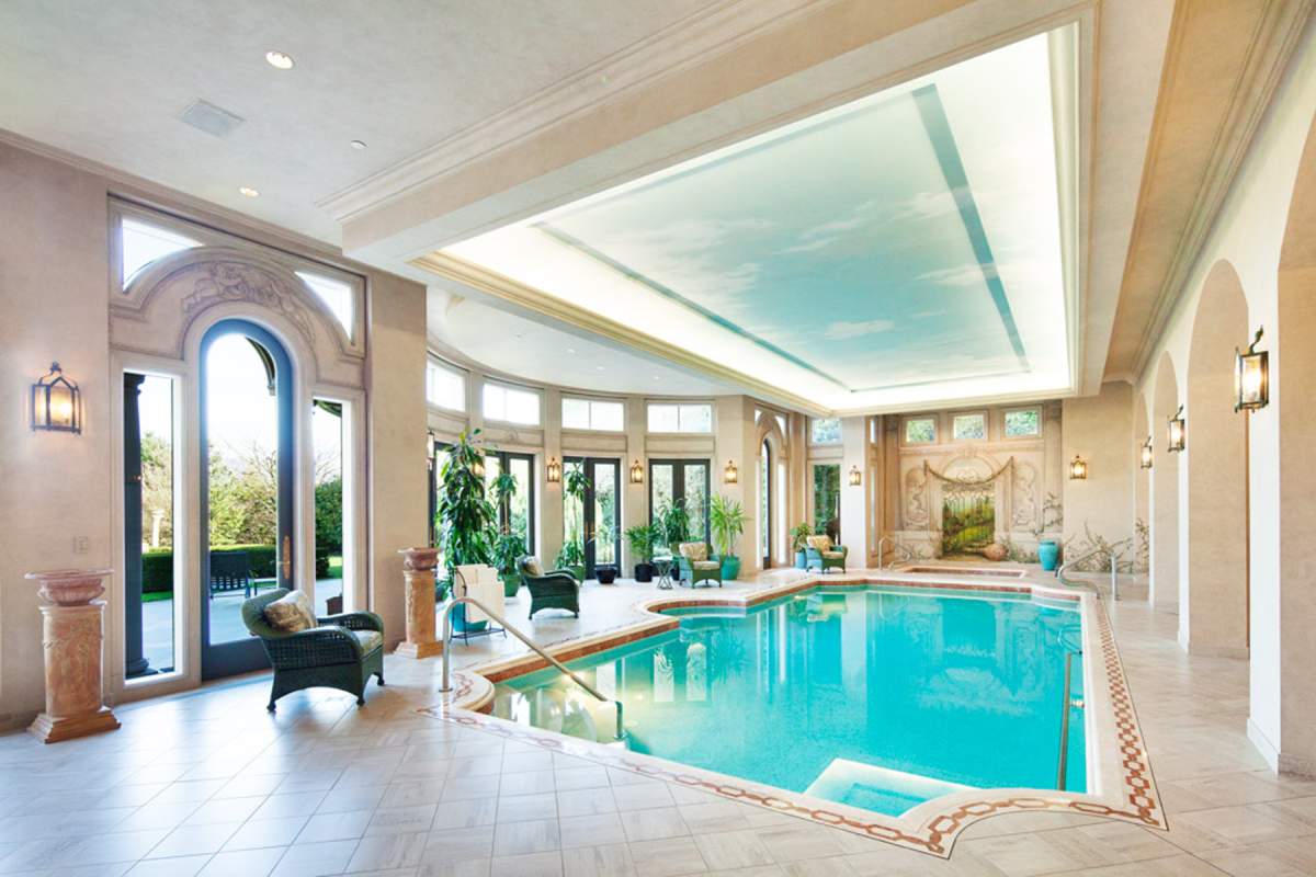 A pool at Belmont Estate, Greater Vancouver’s most expensive listing of all time.