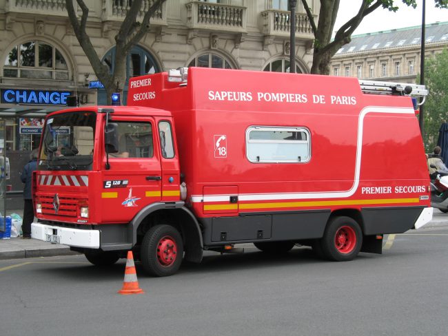 Stock photo of a fire truck in Paris. 