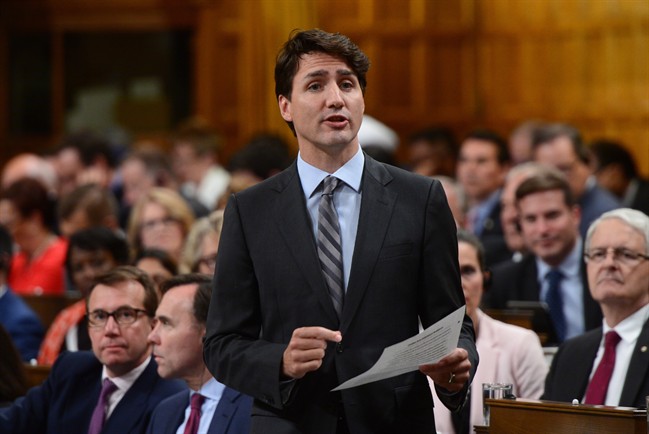 Prime Minister Justin Trudeau stands during question period in the House of Commons on Parliament Hill in Ottawa on Wednesday, June 14, 2017. The Trudeau government plans to cap the spring sitting of Parliament with long-awaited legislation on Access to Information and national security — bills unlikely to be debated by MPs in a serious way until the fall. THE CANADIAN PRESS/Sean Kilpatrick.