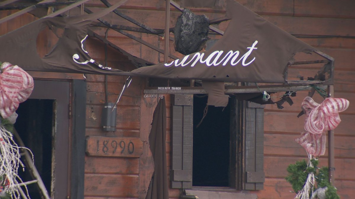 A sign hanging on Ristorante Linguini's front entrance after a fire destroyed it.
