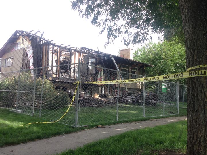 A house on Oatway Drive in Stony Plain caught fire early Saturday, June 3, 2017 after a vehicle crashed into it. 