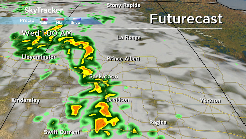 There's a good chance that thunderstorms will help ring the first few hours of summer in Saskatoon.