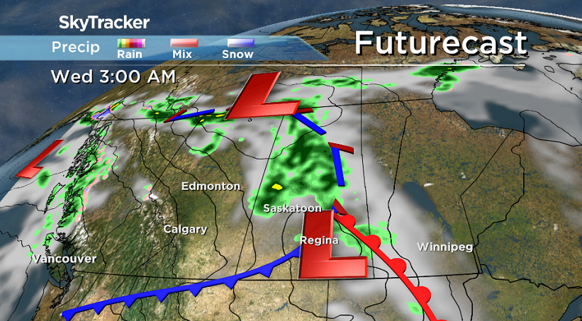 A cold front slides through in the first few hours of summer in Saskatoon.