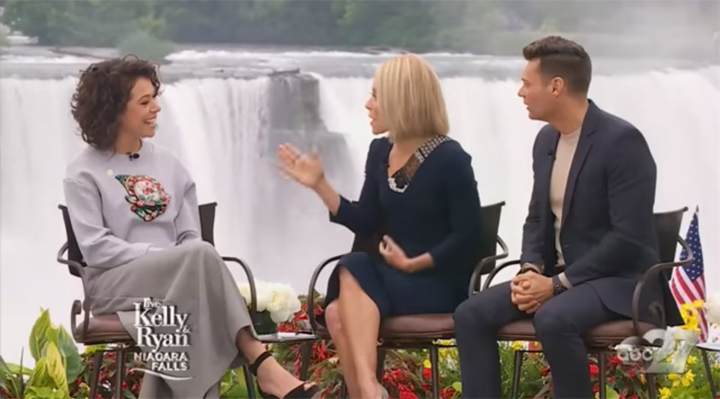 Emmy award-winning actress Tatiana Maslany chatted with Kelly Ripa and Ryan Seacrest Monday morning in Niagara Falls, Ontario about Regina’s “extreme temperatures”, the Riders and the final season of her show.