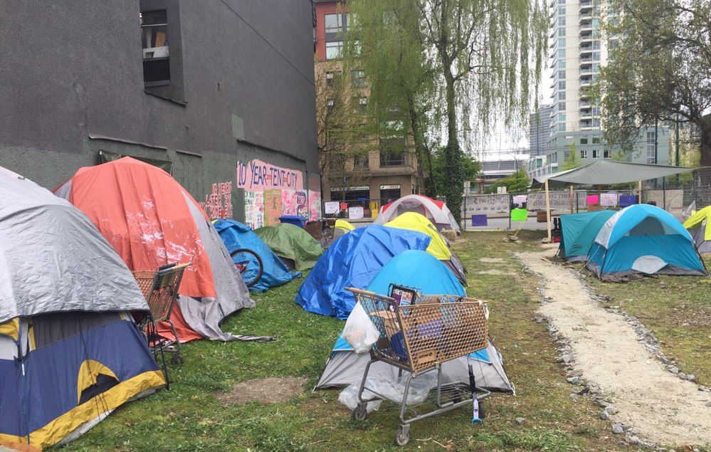 The "Ten year tent city" at 950 Main St. in Vancouver.