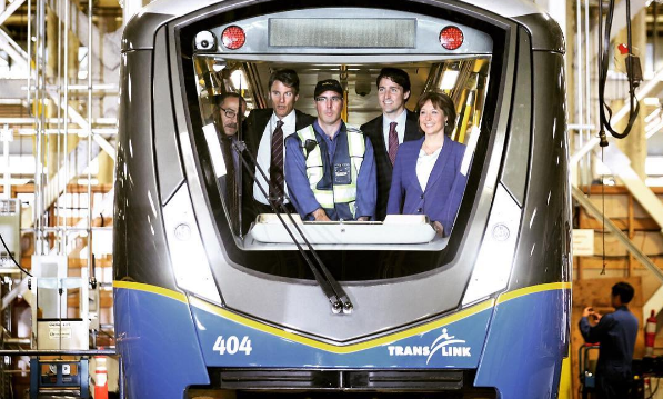 Justin Trudeau attends a transit announcement in Burnaby.