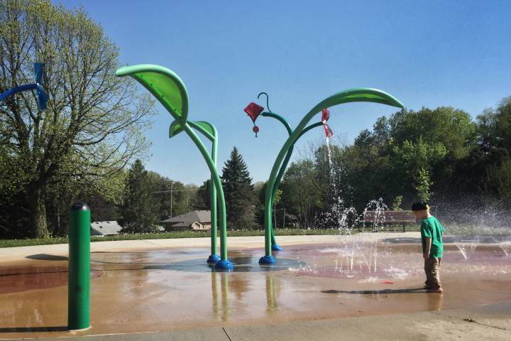 The spray pad at Oakridge Park is back in action on May 16, 2017 in London, Ont.