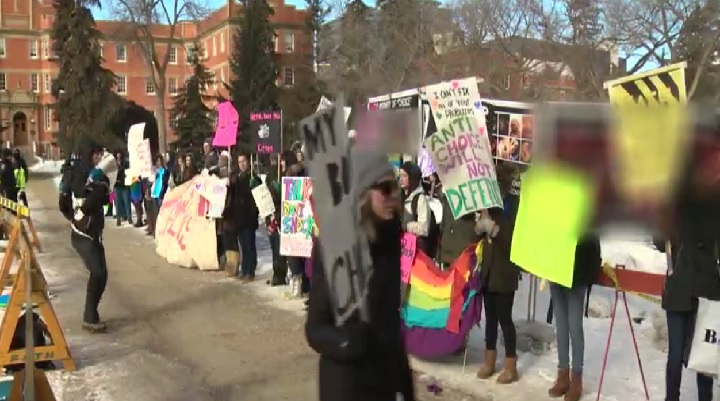 Demonstrators at a pro-life rally in 2015.
