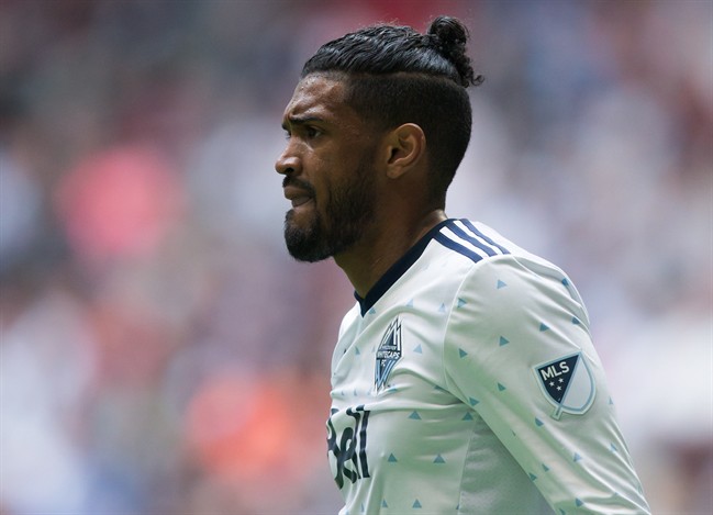 Vancouver Whitecaps' Sheanon Williams has been suspended indefinitely by Major League Soccer after the Vancouver Whitecaps defender was charged with assault in connection with an alleged domestic incident. Williams looks on during the first half of an MLS soccer game against Atlanta United in Vancouver, B.C., on Saturday June 3, 2017.