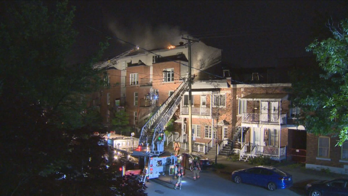 Around 80 firefighters were called to a blaze after a four-storey residential complex went up in flames in Villeray, Monday, June 12, 2017.