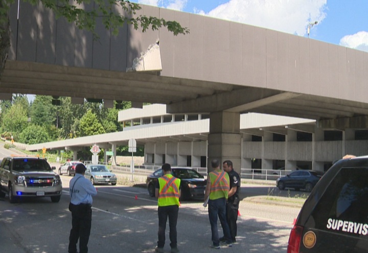 Taylor Way partially closed after crane truck hits Park Royal overpass - image