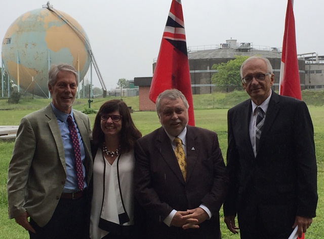 The City of Hamilton has received $31 million in government funding for water and wastewater projects. (Left to right: Hamilton mayor Fred Eisenberger; Hamilton West-Ancaster-Dundas Liberal MP Filomena Tassi; Ancaster-Dundas-Flamborough-Westdale Liberal MPP  Ted McMeekin; Hamilton East-Stoney Creek Liberal MP Bob Bratina).