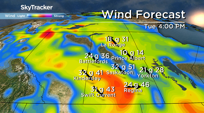 Warm winds will turn cold on Tuesday behind a cold front swinging through the region.