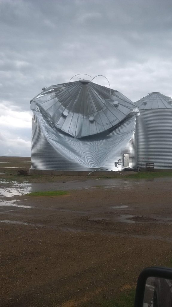 Storm damage in southwestern Manitoba.
