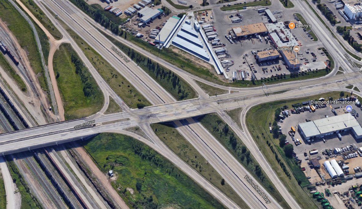 The 170 Street overpass at Yellowhead Trail. 