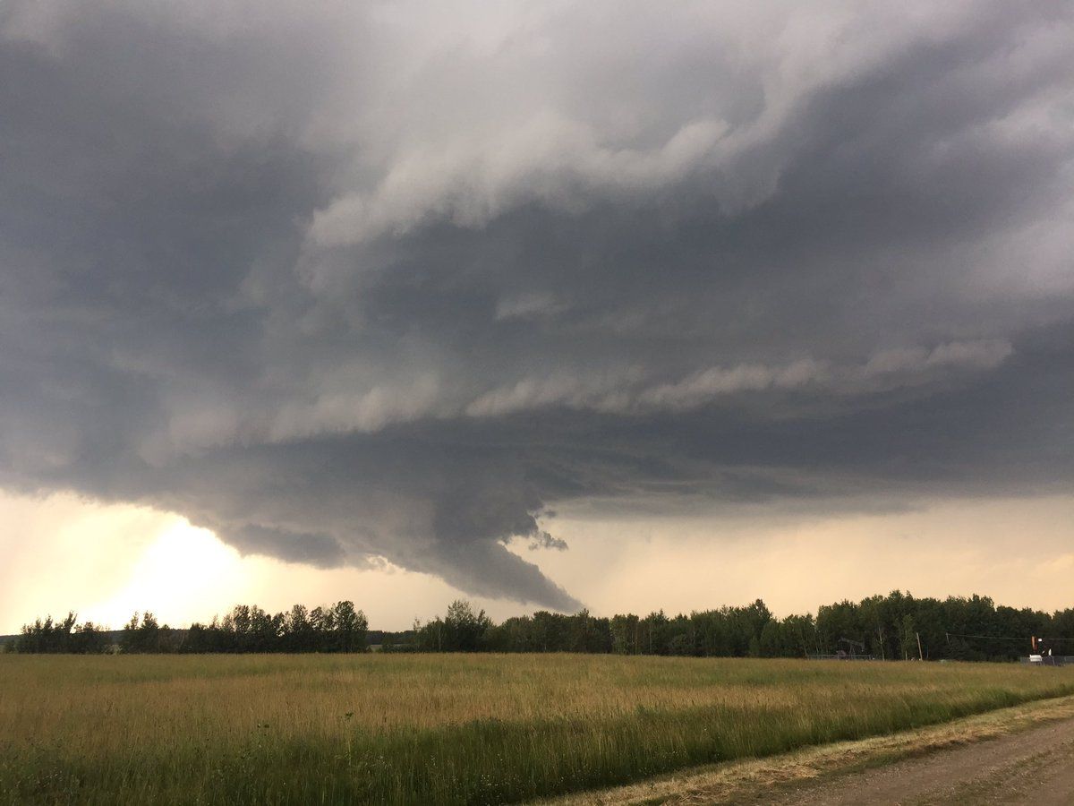 Tornado warning issued for Drayton Valley area afternoon of Thursday, July 13, 2017.