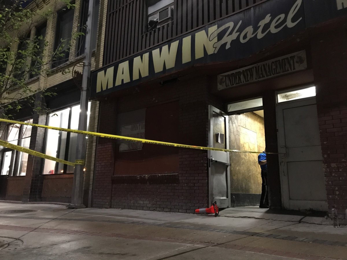 Police are investigating at the Manwin Hotel after a person died. 