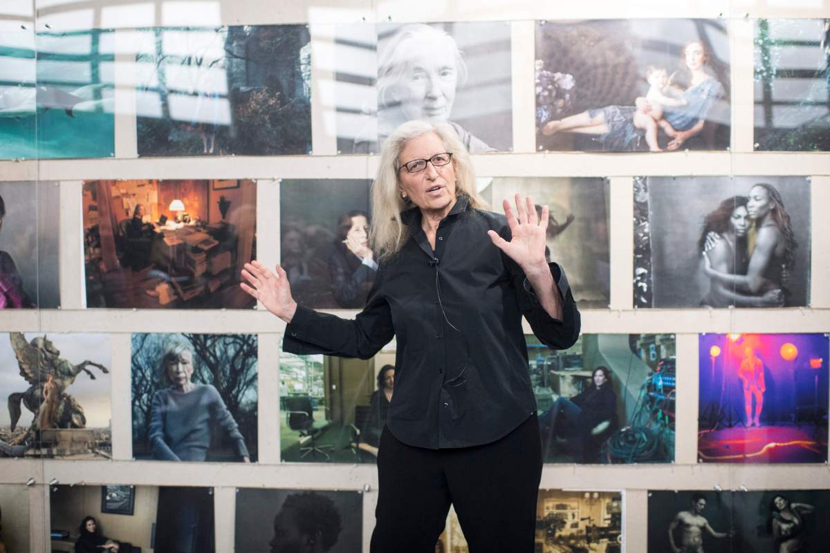 US photographer Annie Leibovitz speaks during her 'WOMEN: New Portraits' exhibition at the ewz-Unterwerk Selnau in Zurich, Switzerland, 25 January 2017. The exhibition runs from 28 January to 19 February.  