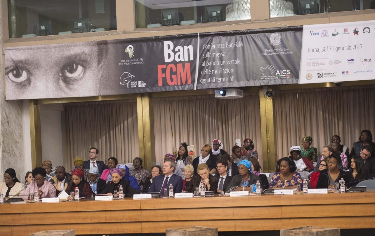 Participants attend the conference 'Worldwide Ban on Female Genital Mutilation' at Farnesina Palace in Rome earlier this year. Estimates by the World Health Organization state that at present, more than 200 million women and girls alive around the globe have undergone the procedure which can cause severe injuries and complications. EPA/GIORGIO ONORATI.