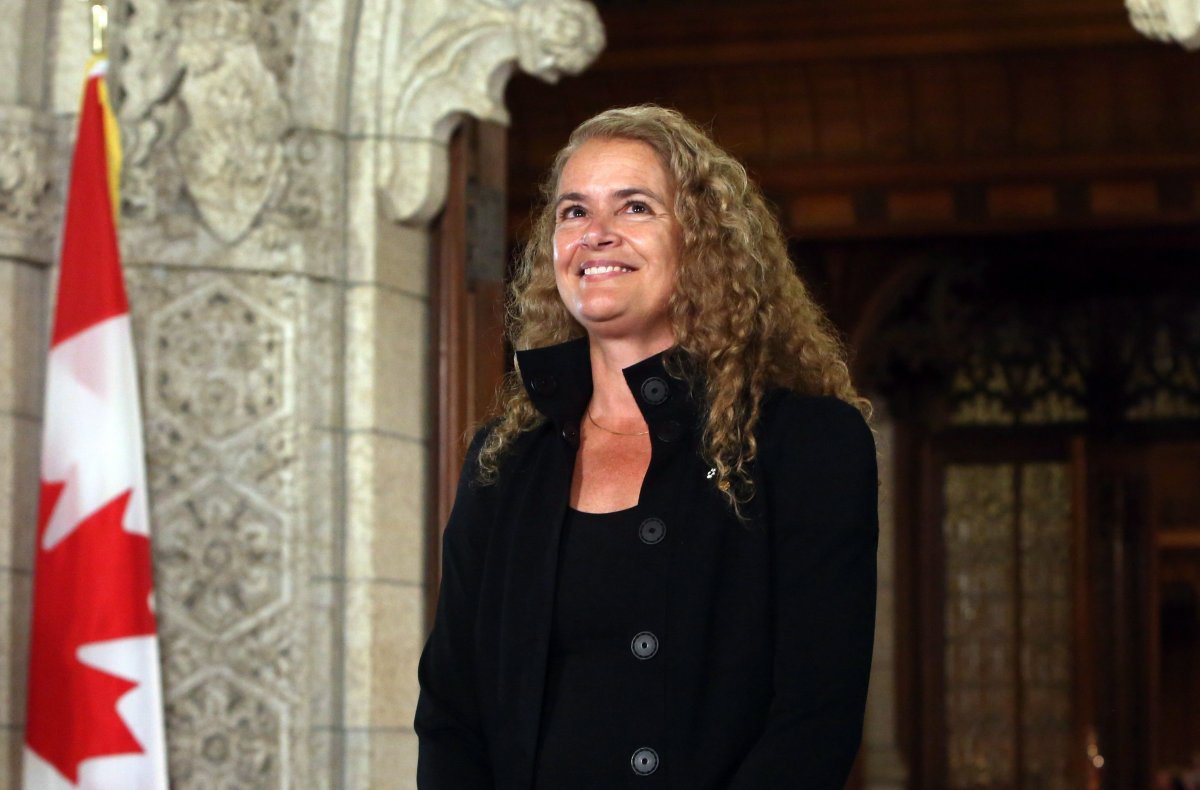 Former astronaut, and Governor General designate, Julie Payette, smiles on Parliament Hill, in Ottawa, after she was introduced as Gov. Gen. designate, Thursday July 13, 2017. THE CANADIAN PRESS/Fred Chartrand.