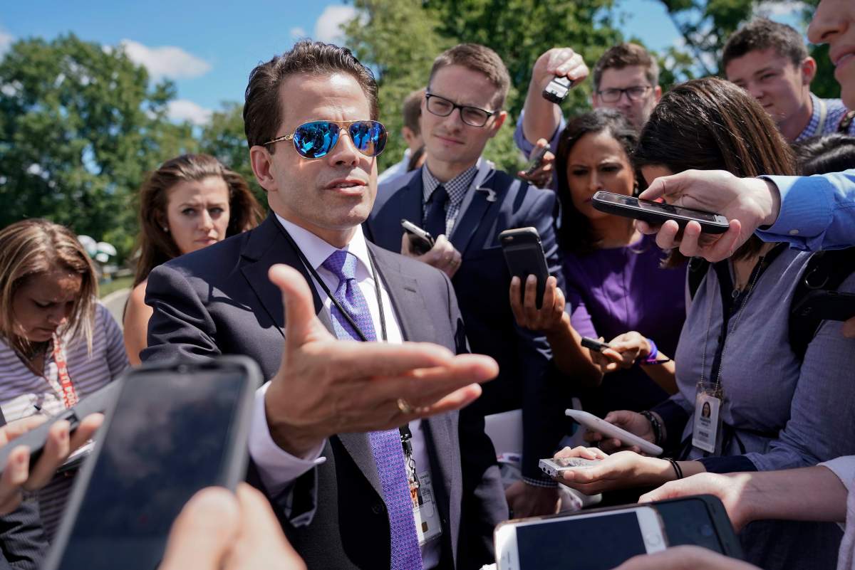 White House communications director Anthony Scaramucci speaks to members of the media at the White House in Washington, Tuesday, July 25, 2017.