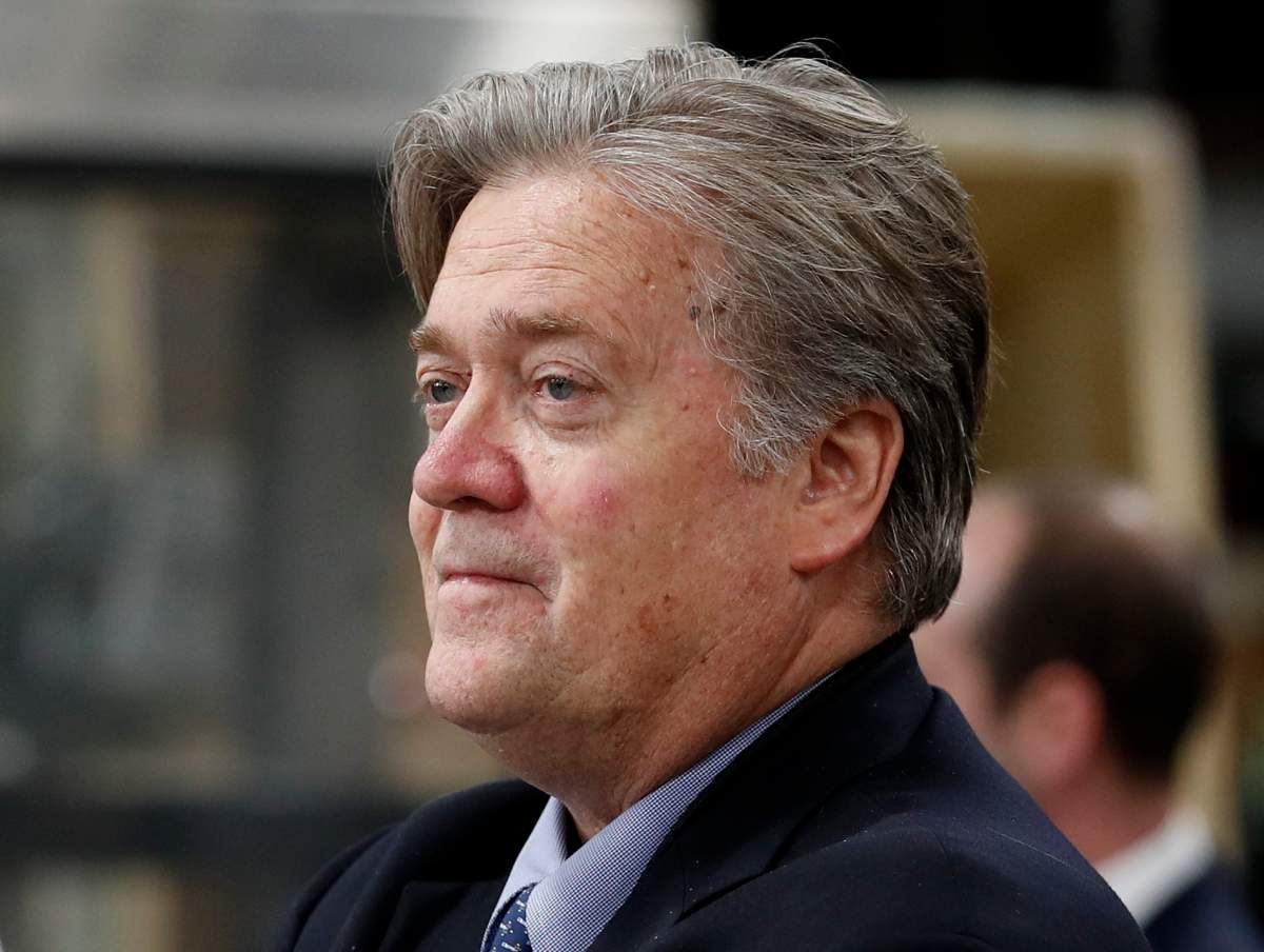 FILE – In this April 29, 2017, file photo, Steve Bannon, chief White House strategist to President Donald Trump is seen in Harrisburg, Pa. According to a source, Bannon is leaving White House post. (AP Photo/Carolyn Kaster, File)