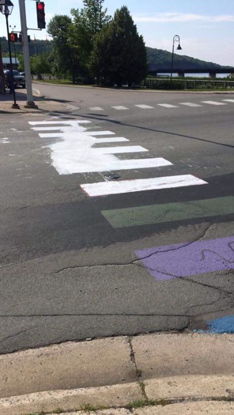 Police and the town of Woodstock, N.B. say someone splashed white paint on the town’s rainbow crosswalk over the weekend.