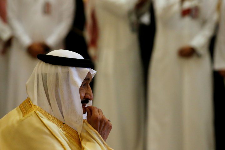 Saudi Arabia's King Salman bin Abdulaziz Al Saud at a summit of Gulf Cooperation Council leaders in Riyadh, Saudi Arabia on May 21, 2017.  