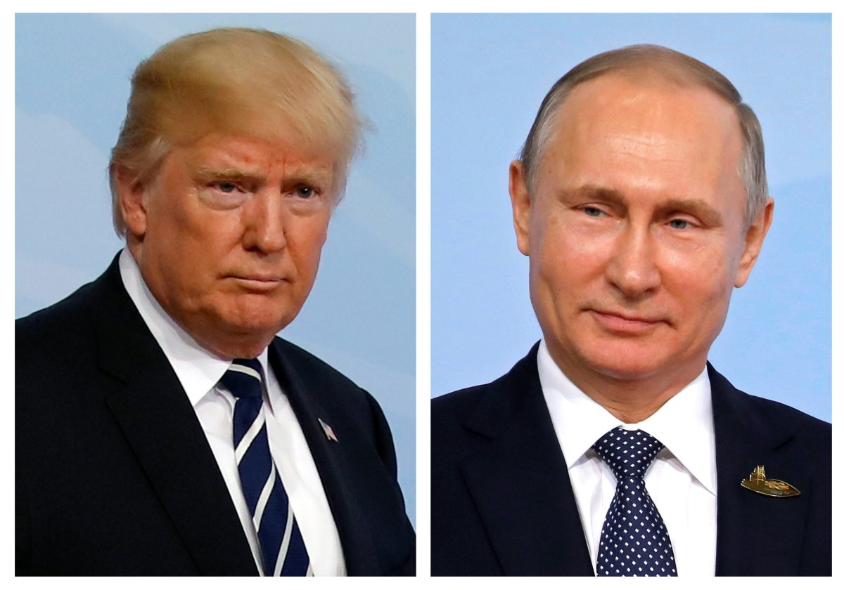 A combination of two photos shows U.S. President Donald Trump and Russian President Vladimir Putin as they arrive for the G20 leaders summit in Hamburg, Germany, July 7, 2017.