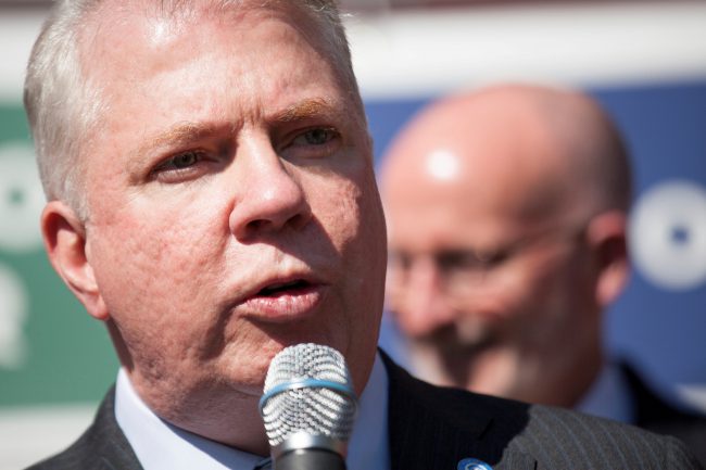 Mayor Ed Murray addresses the crowd during a rally at City Hall in Seattle, Washington, U.S., June 2, 2014. 