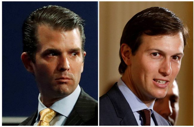 A combination photo of Donald Trump Jr. from July 11, 2017 and Jared Kushner from June 6, 2017.