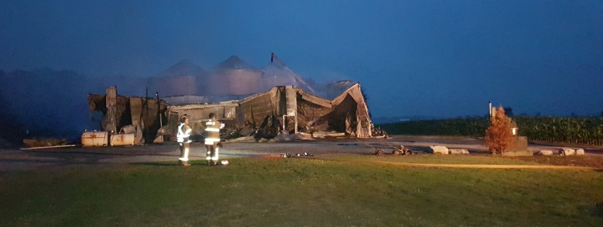 Damage is pegged at half a million dollars after a blaze tore through a barn, drive shed in Oxford County on July 12, 2017.
