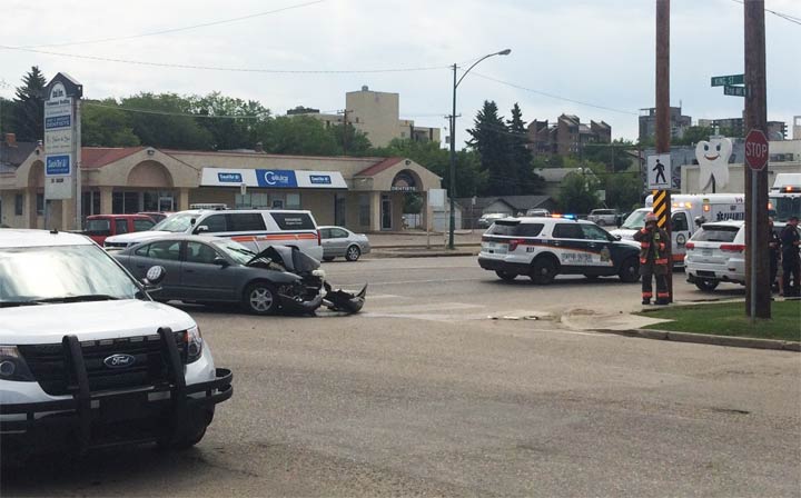 Emergency services were called to a motor vehicle collision in the 600-block of 2nd Avenue North in Saskatoon.