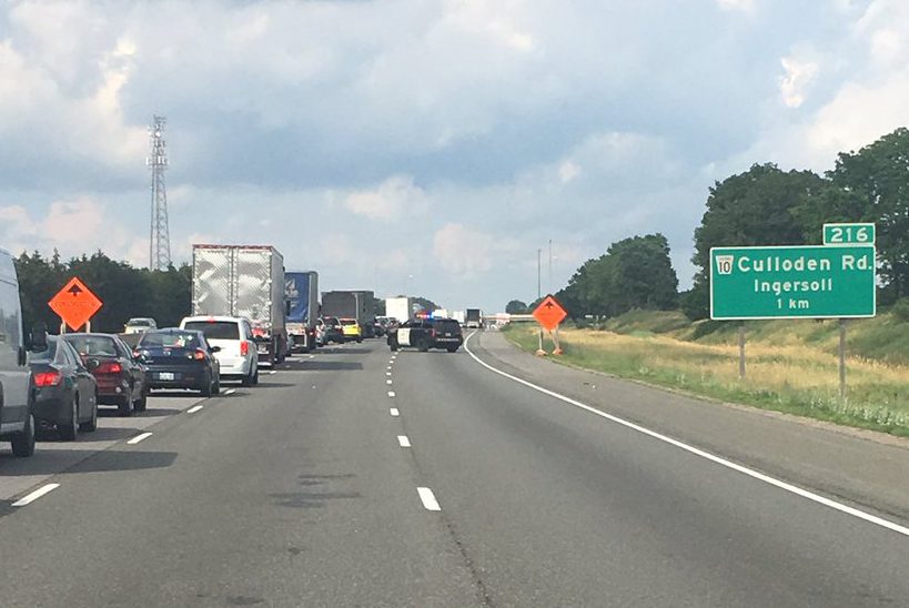 The crash snarled rush hour traffic on the eastbound 401.