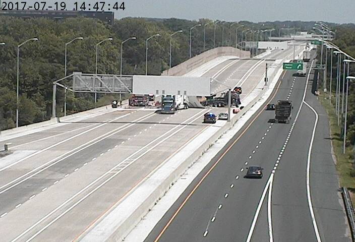 Hwy. 402 as seen from a traffic camera near Christina Street around 2:47 p.m. on Wednesday.